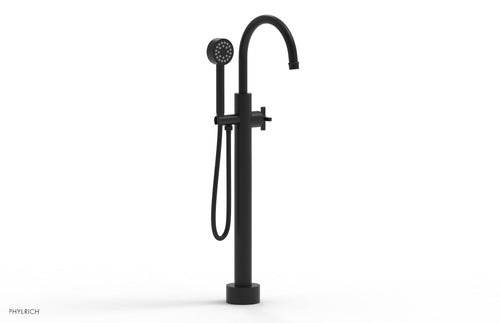 Phylrich HEX MODERN Low Floor Mount Tub Filler - Cross Handle with Hand Shower  501-46-03