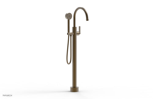 Phylrich HEX MODERN Tall Floor Mount Tub Filler - Lever Handle with Hand Shower  501-47-01