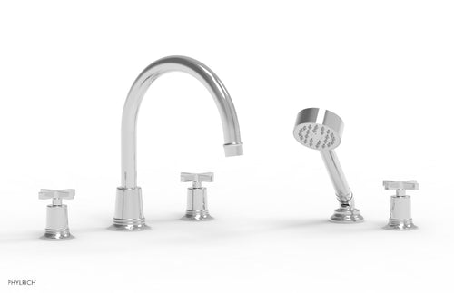 Phylrich HEX MODERN Deck Tub Set with Hand Shower - Cross Handles 501-50