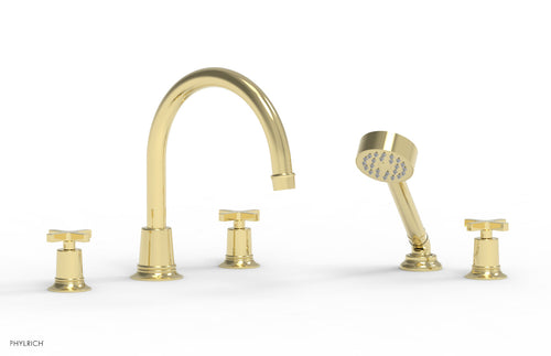 Phylrich HEX MODERN Deck Tub Set with Hand Shower - Cross Handles 501-50