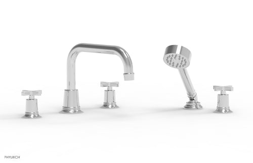 Phylrich HEX MODERN Deck Tub Set with Hand Shower - Cross Handles 501-52