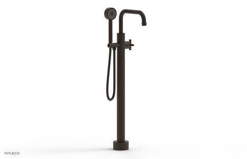 Phylrich HEX MODERN Tall Floor Mount Tub Filler - Cross Handle with Hand Shower  501-54-01
