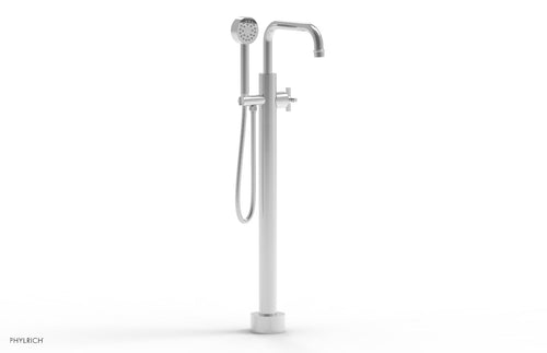 Phylrich HEX MODERN Tall Floor Mount Tub Filler - Cross Handle with Hand Shower  501-54-01