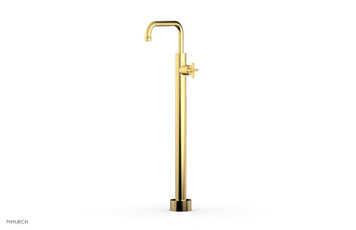 Phylrich HEX MODERN Tall Floor Mount Tub Filler - Cross Handle 501-54-02