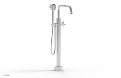 Phylrich HEX MODERN Low Floor Mount Tub Filler - Cross Handle with Hand Shower  501-54-03