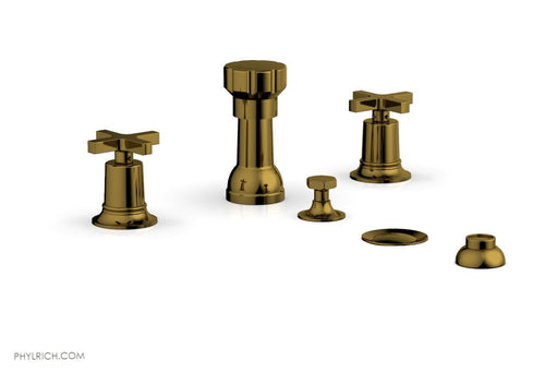 Phylrich HEX MODERN Four Hole Bidet Set - Cross Handles 501-60