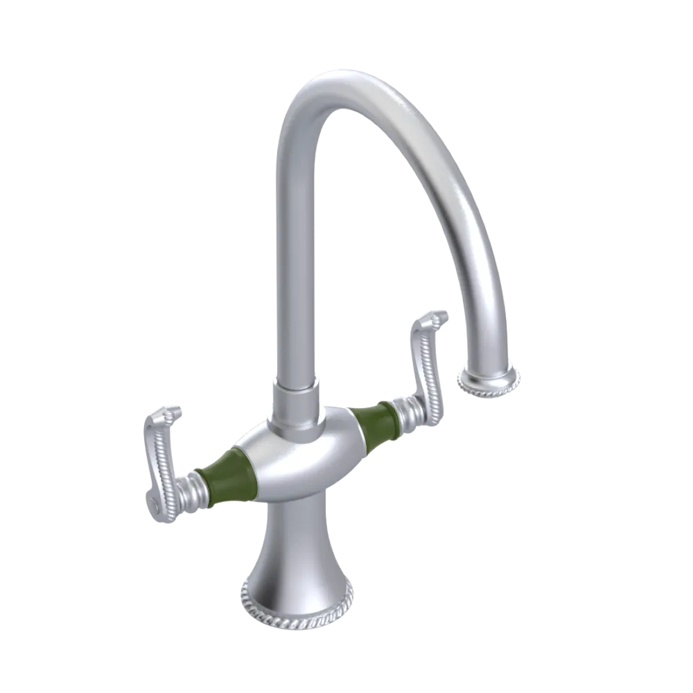 Rubinet Two Handle Single Hole Kitchen Set Satin Chrome