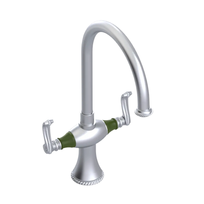 Rubinet Two Handle Single Hole Kitchen Set Satin Chrome