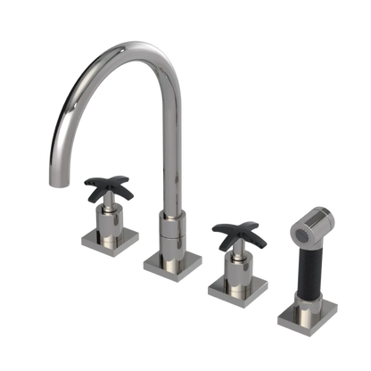 Rubinet Widespread Kitchen Set with Hand Spray Polished Nickel