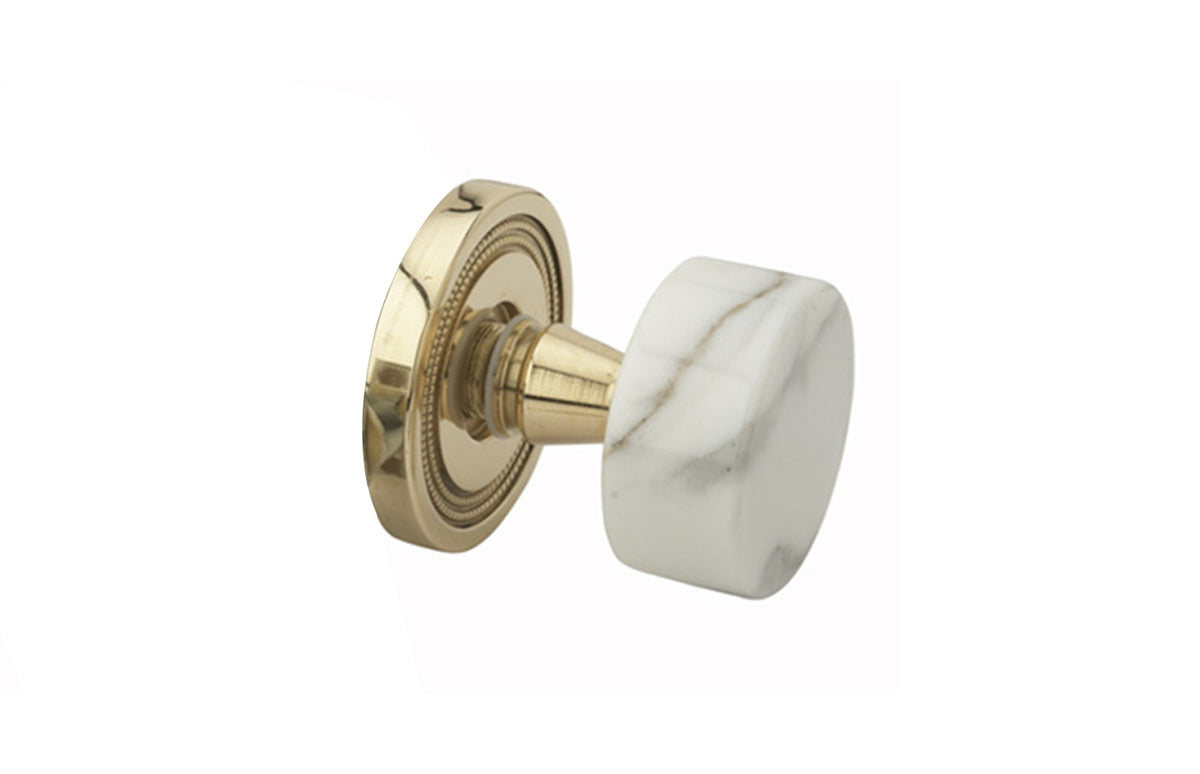WHITE MARBLE Door Knob & Rose 5060