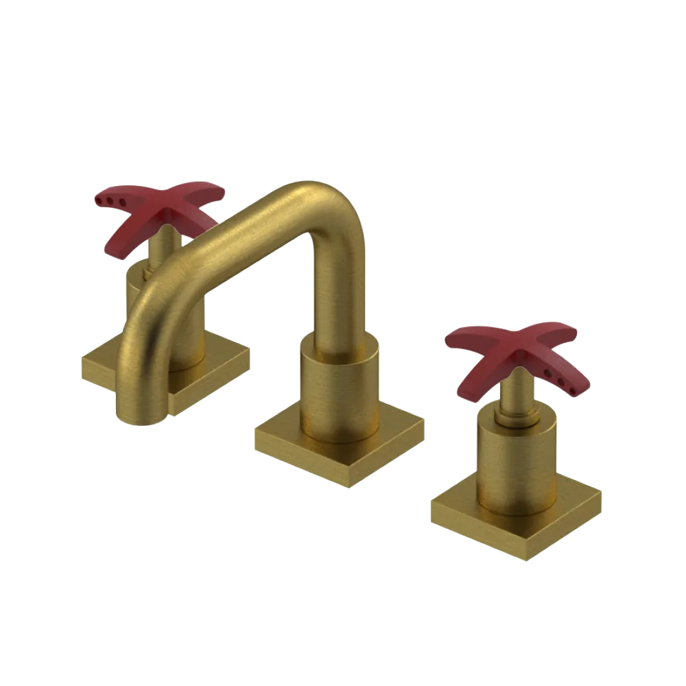 Rubinet Widespread Lav. Set. with Genesis spout (less drain) Antique Brass Matt