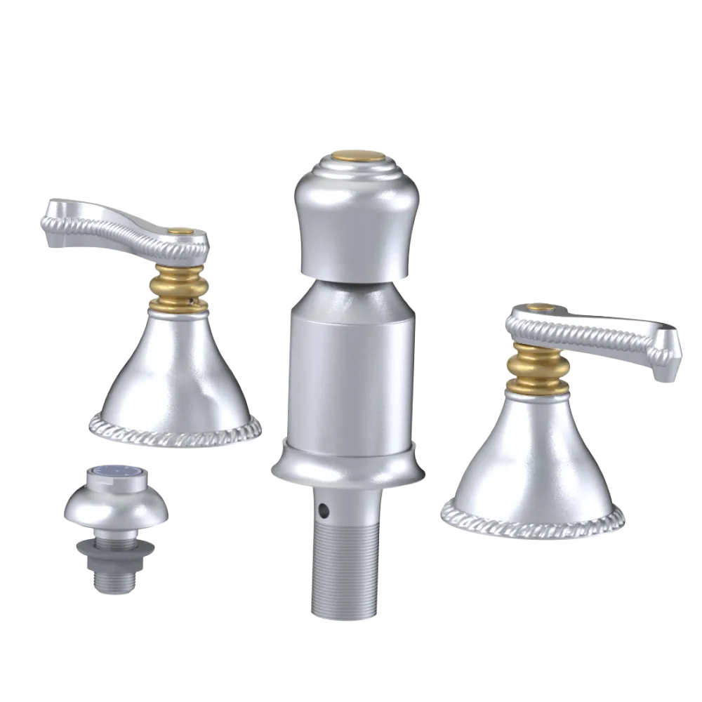 Rubinet Bidet Fitting with Spray, Diverter, and Vacum Breaker (Less Drain) Satin Chrome