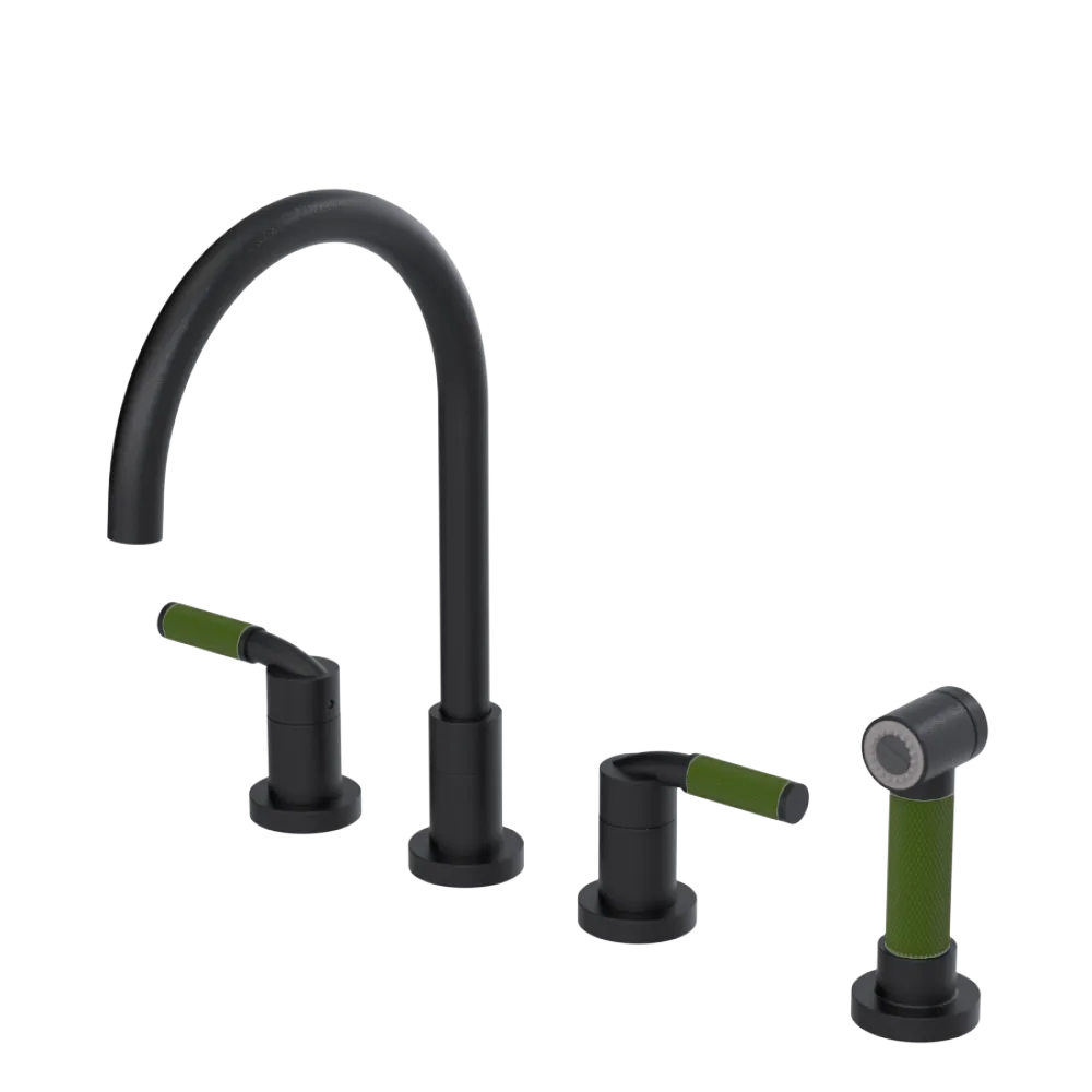 Rubinet Widespread Kitchen Set with Hand Spray Matt Black