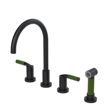 Rubinet Widespread Kitchen Set with Hand Spray Matt Black