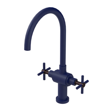 Rubinet Two Handle Single Hole Kitchen Set with LaSalle Spout Midnight Blue
