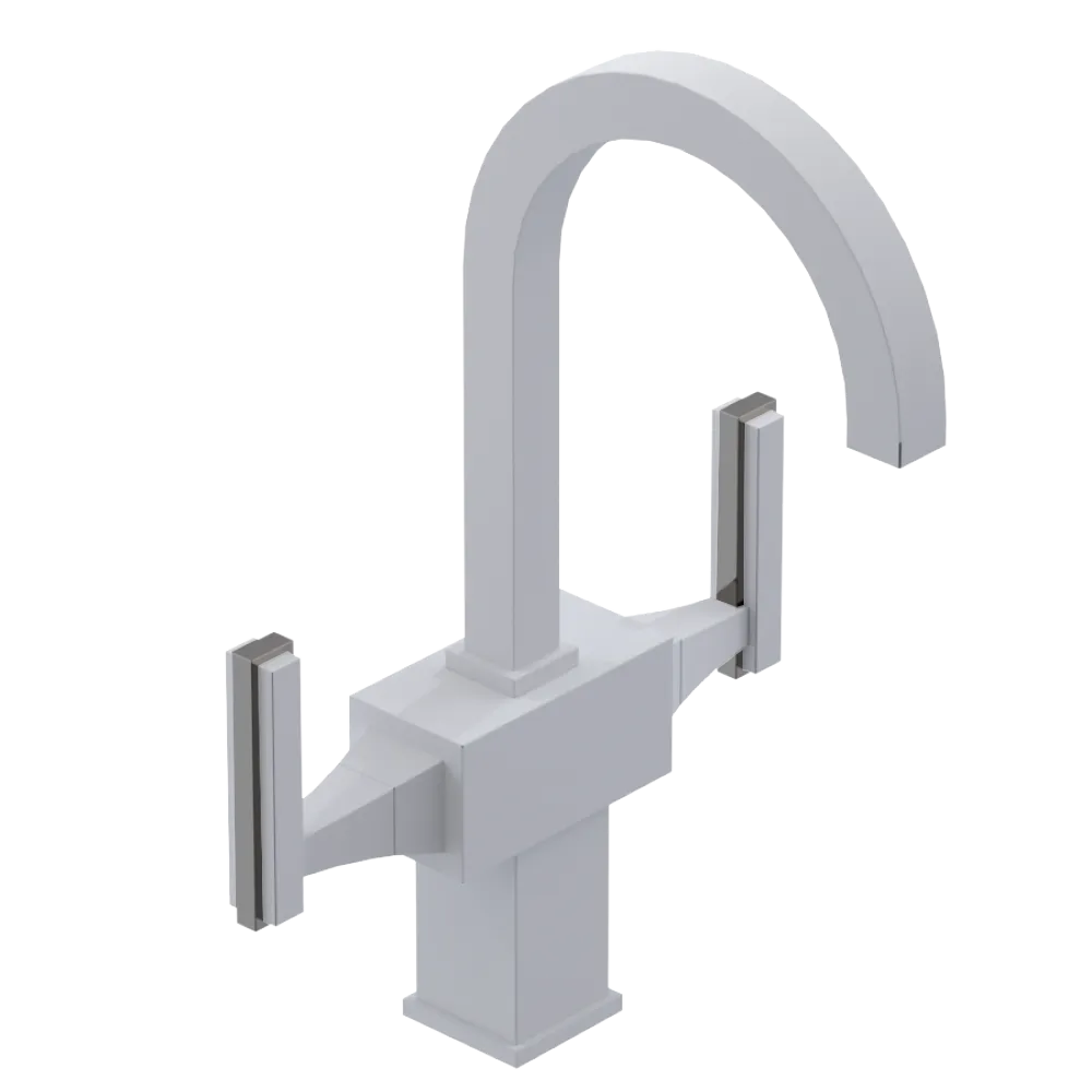 Rubinet Single Hole Dual Handle Lav. Set. (less drain) Matt White