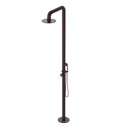 Rubinet Pressure Balance Outdoor Shower with Hand Held Shower & 10" Shower Head - 304 Stainless Steel Bordeaux