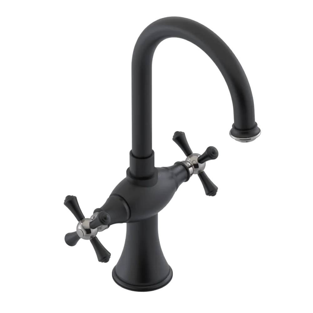 Rubinet Single Hole Dual Handle Lav. Set. (less drain) Matt Black