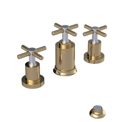 Rubinet Bidet Fitting with Spray, Diverter, and Vacuum Breaker (less drain) Gold