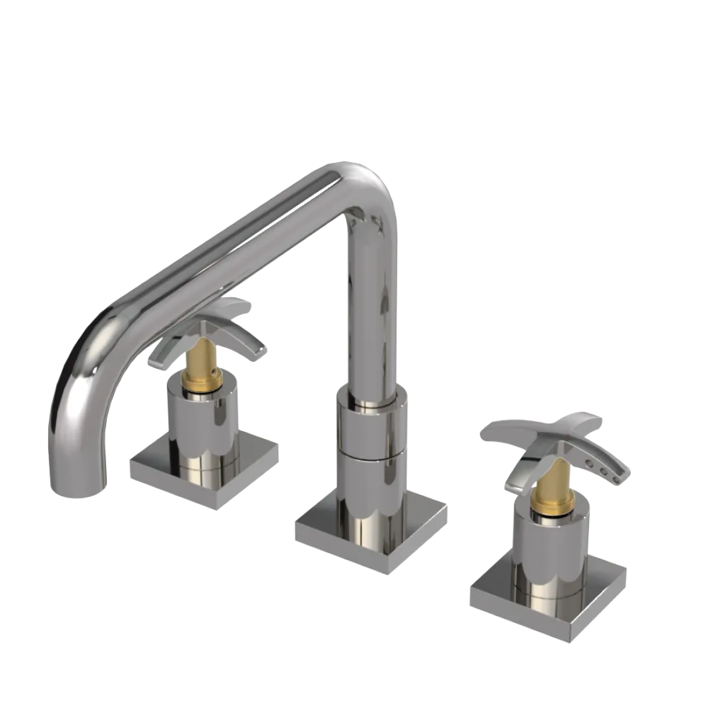 Rubinet Widespread Kitchen Set with Genesis Spout Polished Nickel