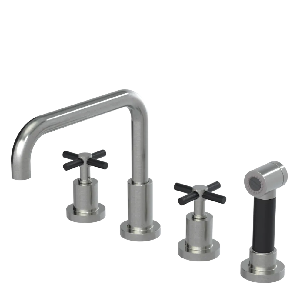 Rubinet Widespread Kitchen Set with Hand Spray Satin Nickel