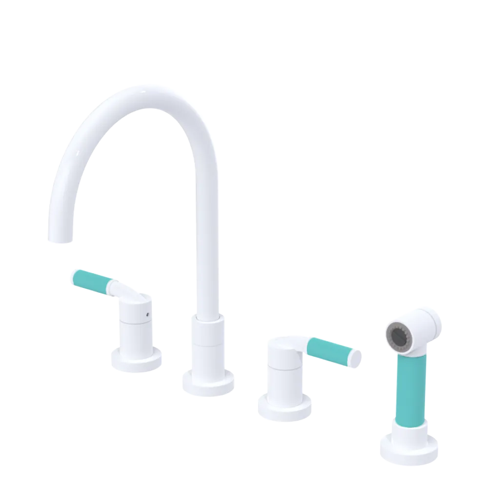 Rubinet Widespread Kitchen Set with Hand Spray White