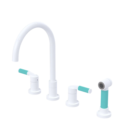 Rubinet Widespread Kitchen Set with Hand Spray White