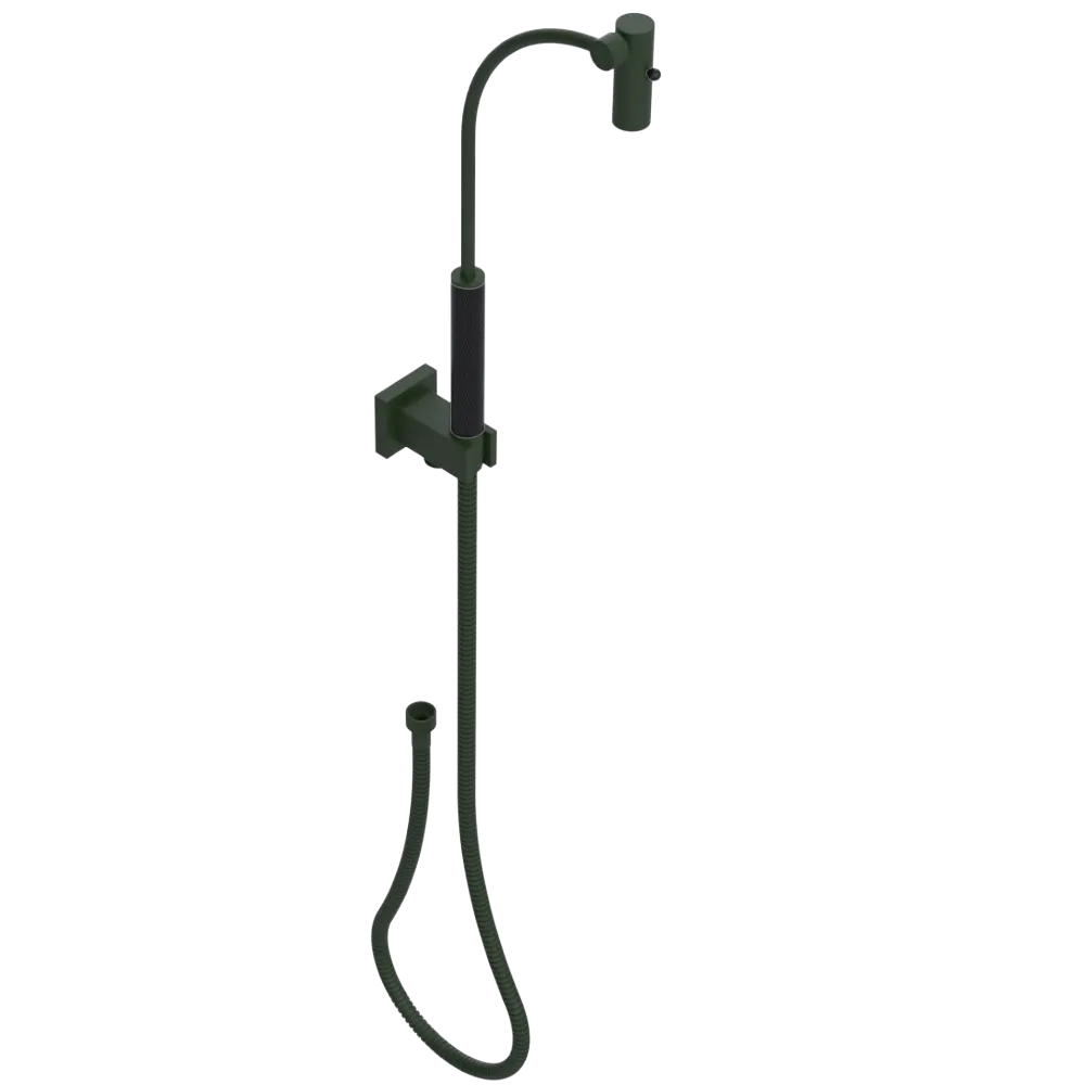 Rubinet Hand Held Shower Bidet with Extended Reach & Dual Function Spray Including Wall Bracket with Supply & Hose (Square) Green Envy