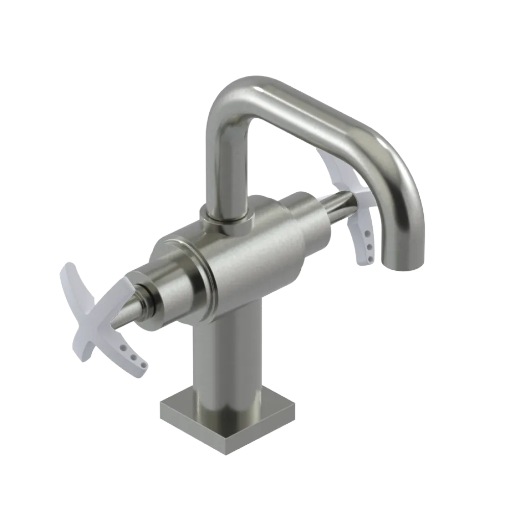 Rubinet Single Hole Dual Handle Lav. Set. with Genesis spout (less drain) Satin Nickel