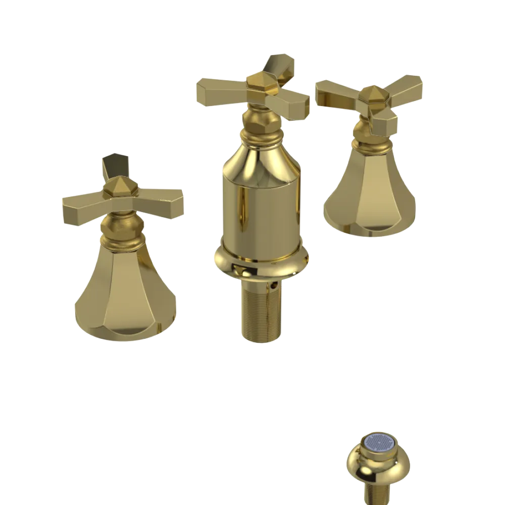 Rubinet Bidet Fitting with Spray, Diverter, and Vacum Breaker (Less Drain) Natural Brass