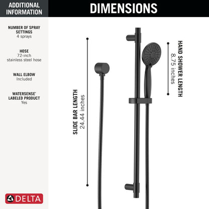 Delta Hand Shower 1.75 GPM w/Slide Bar