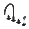 Rubinet Widespread Kitchen Set with Hand Spray Matt Black