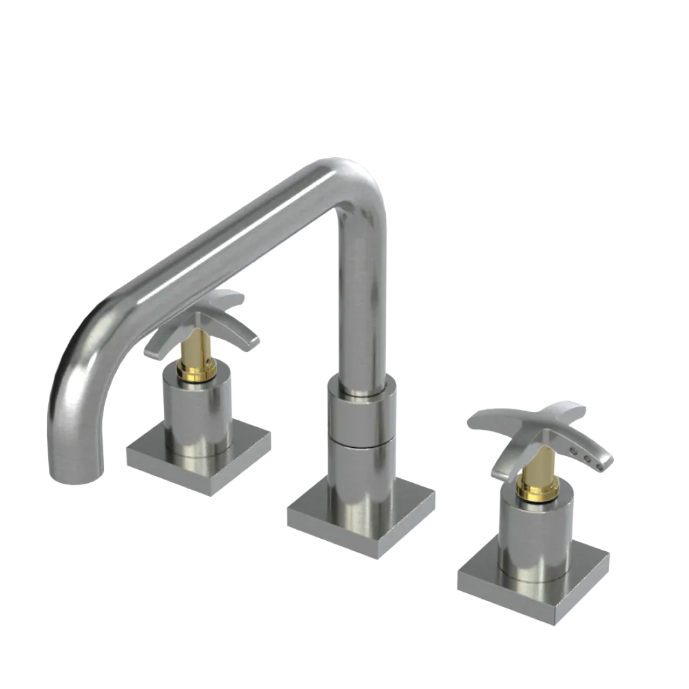 Rubinet Widespread Kitchen Set with Genesis Spout Satin Nickel