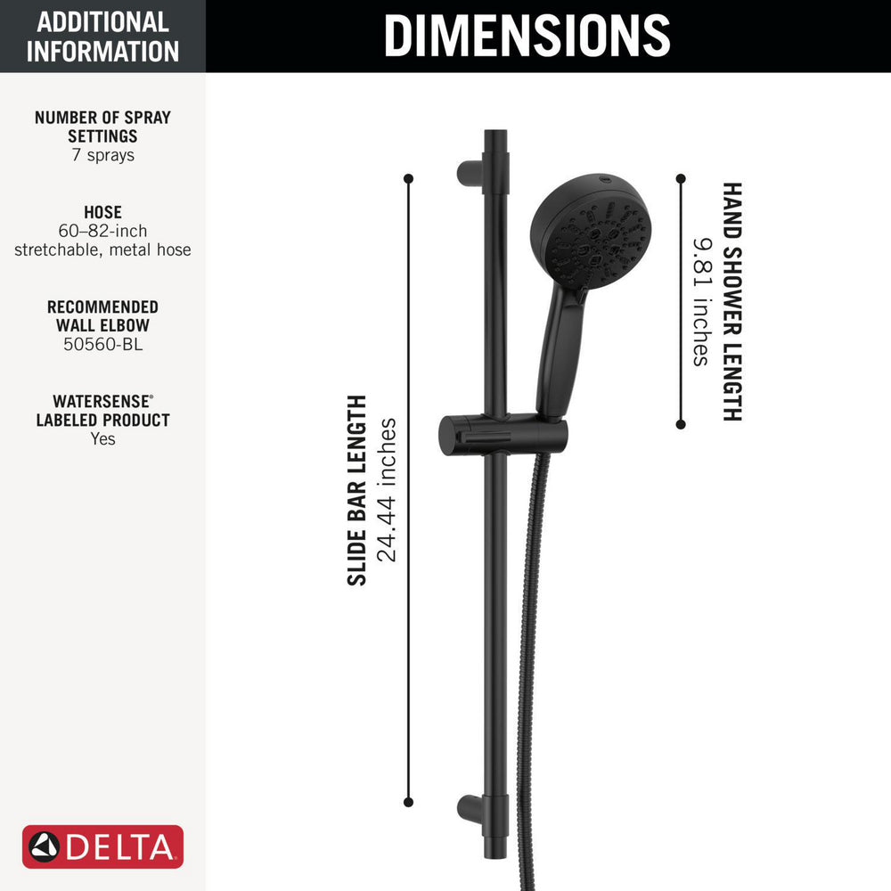 Delta 7-Setting Slide Bar Hand Shower with Cleaning