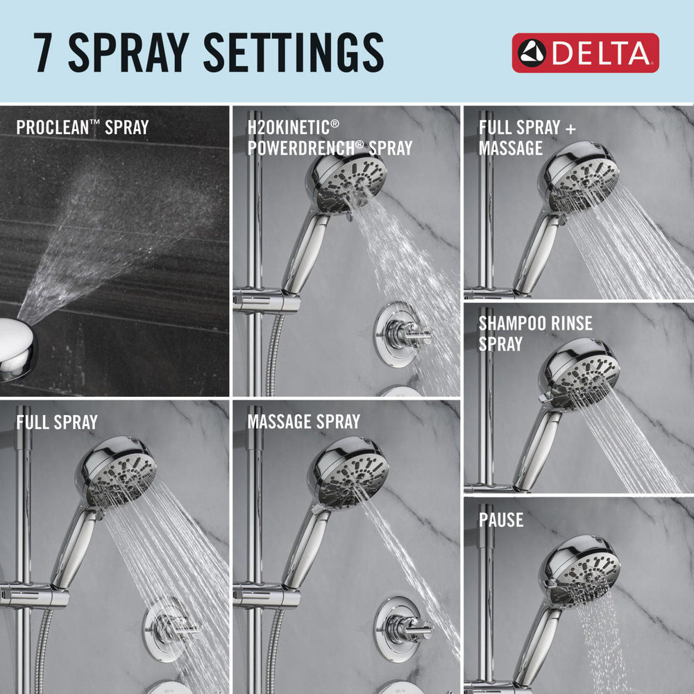 Delta 7-Setting Slide Bar Hand Shower with Cleaning