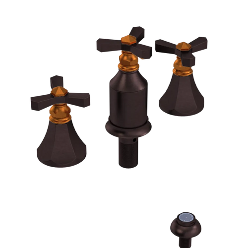 Rubinet Bidet Fitting with Spray, Diverter, and Vacum Breaker (Less Drain) Tuscan Brass