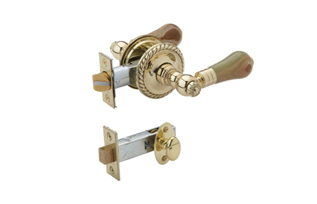 PAKISTAN GREEN ONYX Door Lever w/ Privacy Bolt 5193