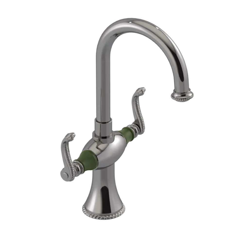 Rubinet Single Hole Dual Handle Lav. Set. (less drain) Polished Nickel