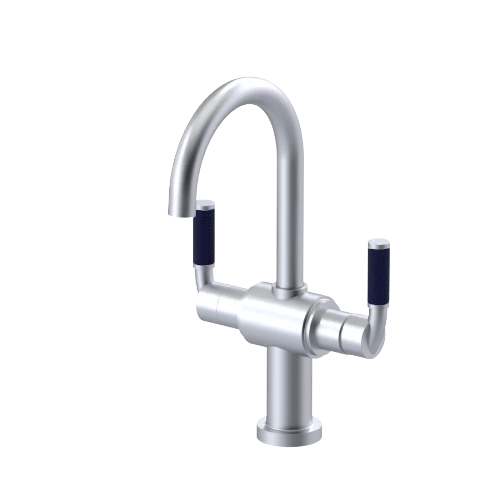 Rubinet Single Hole Dual Handle Lav. Set. (less drain) Satin Chrome
