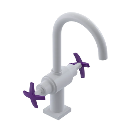 Rubinet Single Hole Dual Handle Lav. Set. (less drain) White