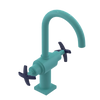 Rubinet Single Hole Dual Handle Lav. Set. (less drain) Aqua