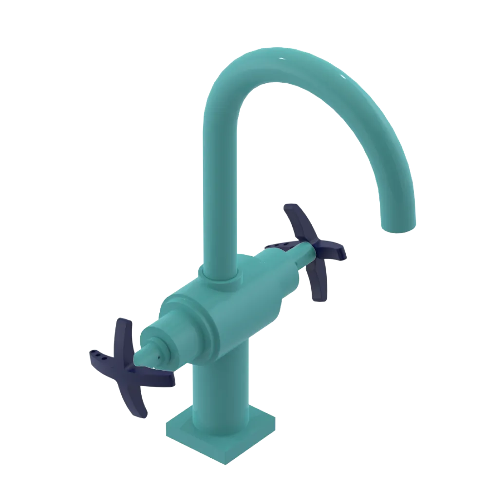 Rubinet Single Hole Dual Handle Lav. Set. (less drain) Aqua