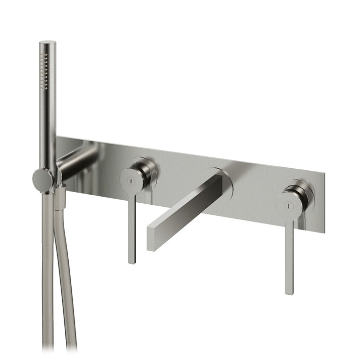 Aquabrass 4-piece wallmount tub filler with handshower