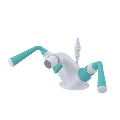 Rubinet Single Hole Dual Handle Bidet Fitting (Less Drain) White