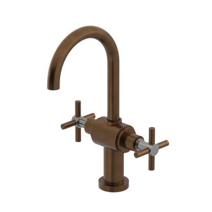 Rubinet Single Hole Dual Handle Lav. Set with LaSalle Spout (less drain) Tuscan Brass