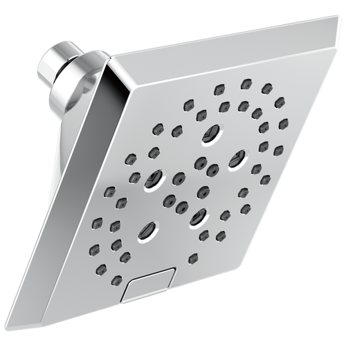 Delta Universal Showering - H2Okinetic® 5-Setting Angular Modern Raincan Shower Head In Lumicoat® Chrome