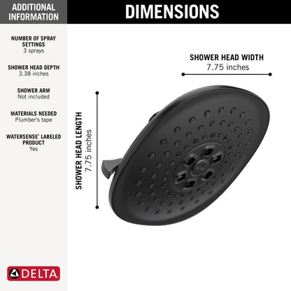 Delta H2Okinetic�� 3-Setting Raincan Shower Head