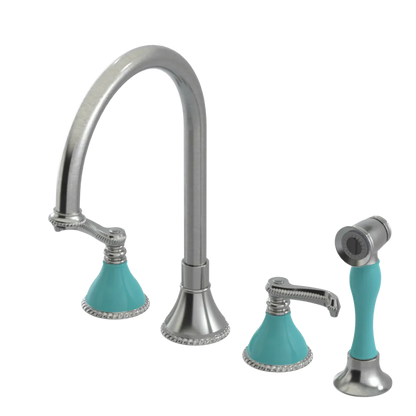 Rubinet Widespread Kitchen Set with Hand Spray Satin Nickel