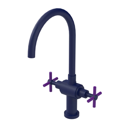 Rubinet Two Handle Single Hole Kitchen Set with LaSalle Spout Midnight Blue