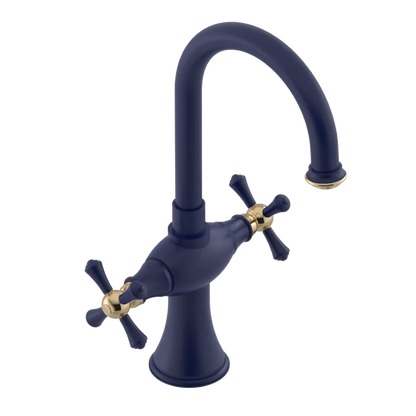 Rubinet Single Hole Dual Handle Lav. Set. (less drain) Midnight Blue